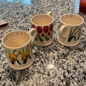 Emma Bridgewater mugs. Set of 3 flowers.